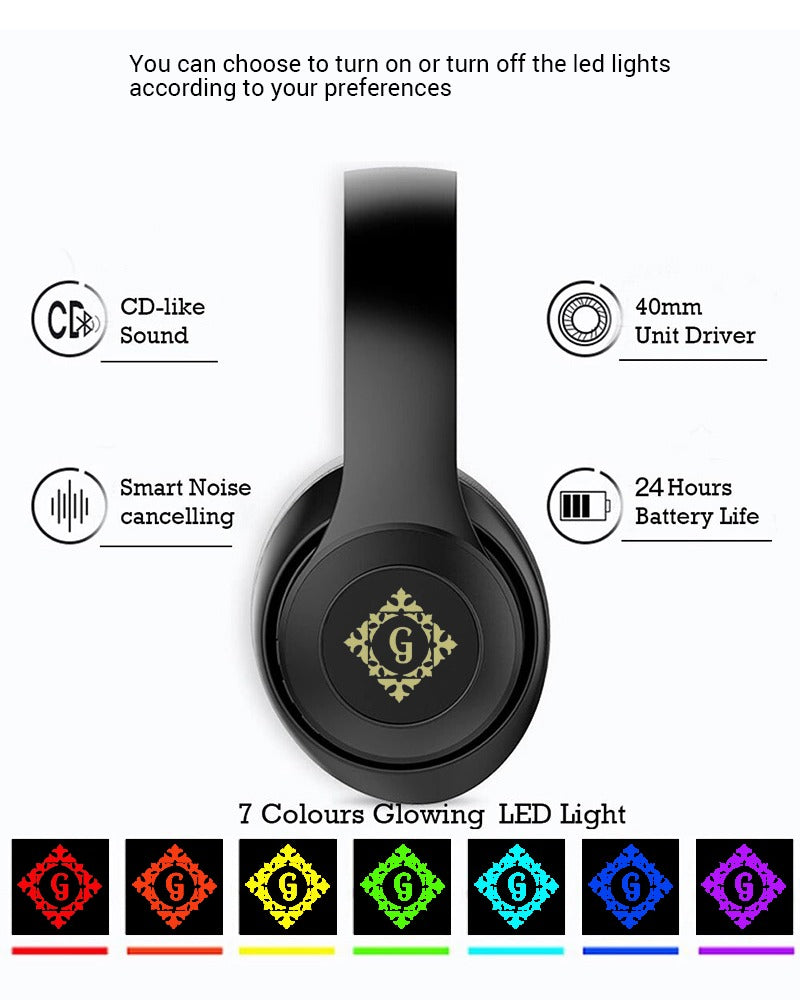 Gdine HiFi Stylish Wireless Headphone with LED Light